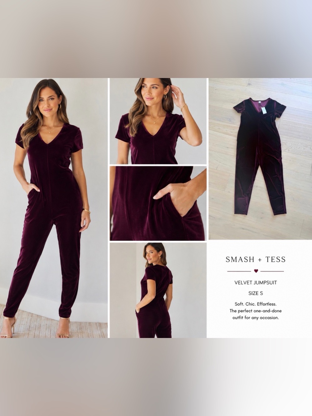 NWT Smash + Tess Velvet Dress in Wine Pink